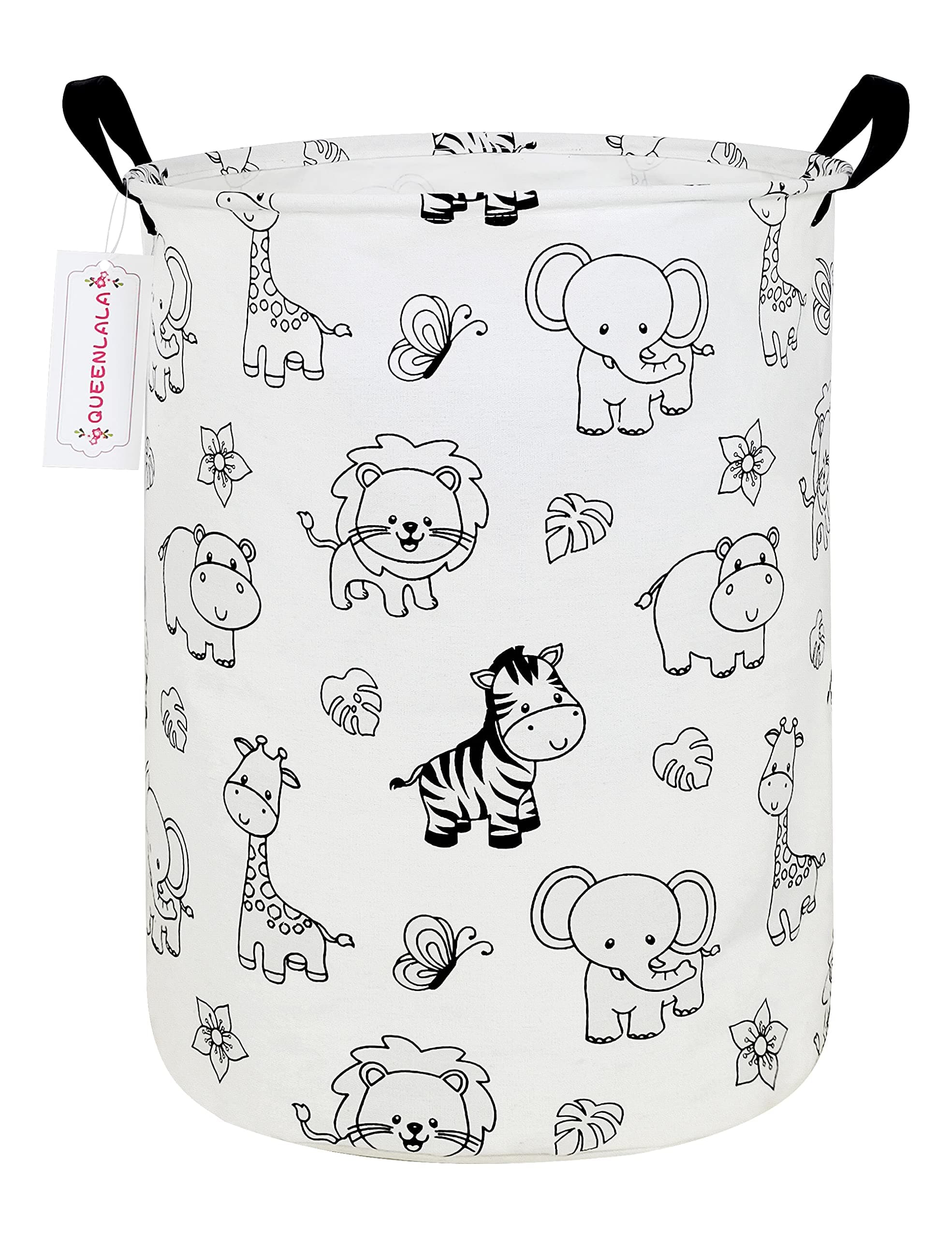 QUEENLALA Large Storage Basket,Laundry Hamper（Round-Zoo）