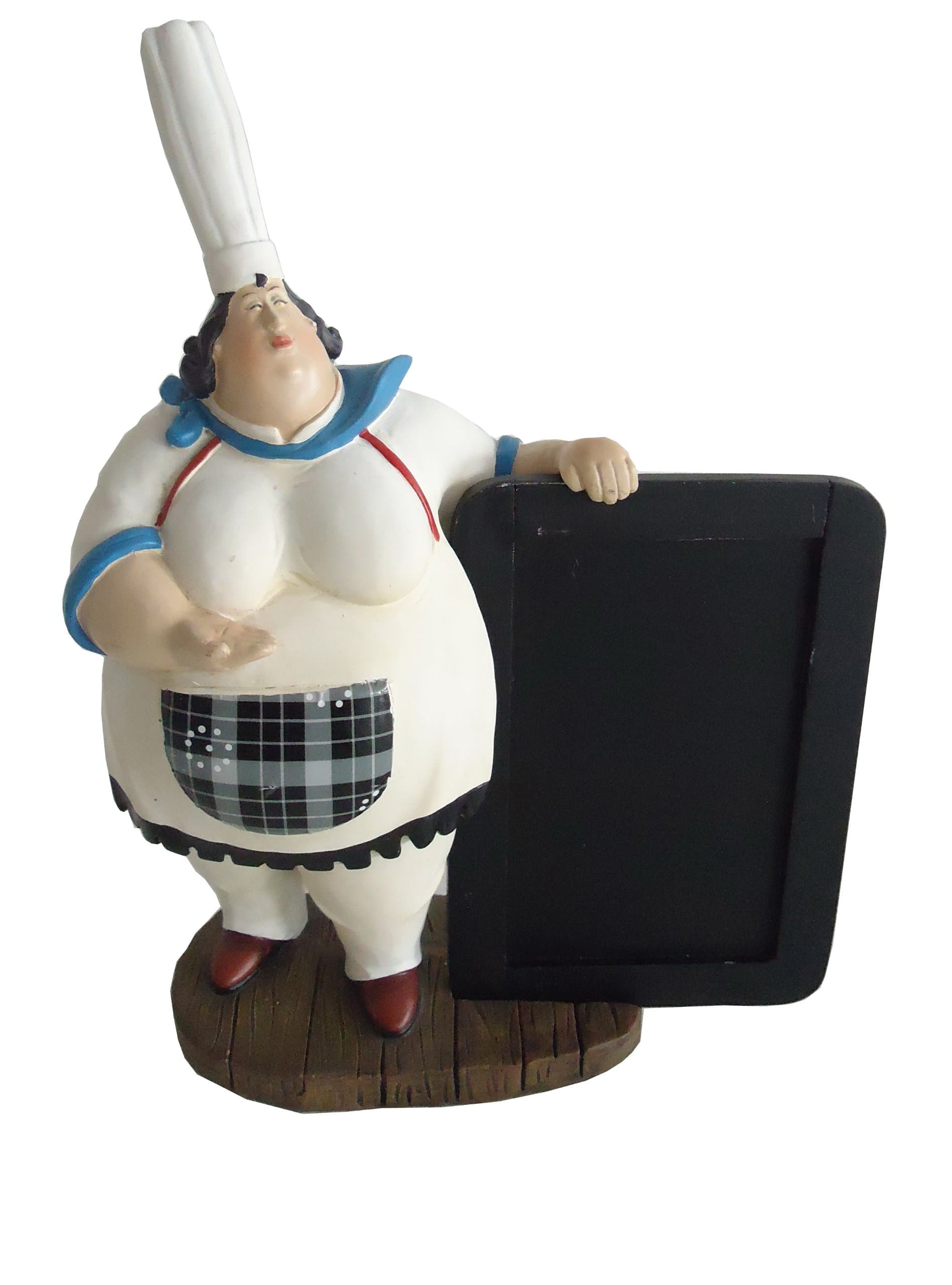 Kitchen Fat Chef Lady Chalkboard Menu Holder Restaurant Statue D64268