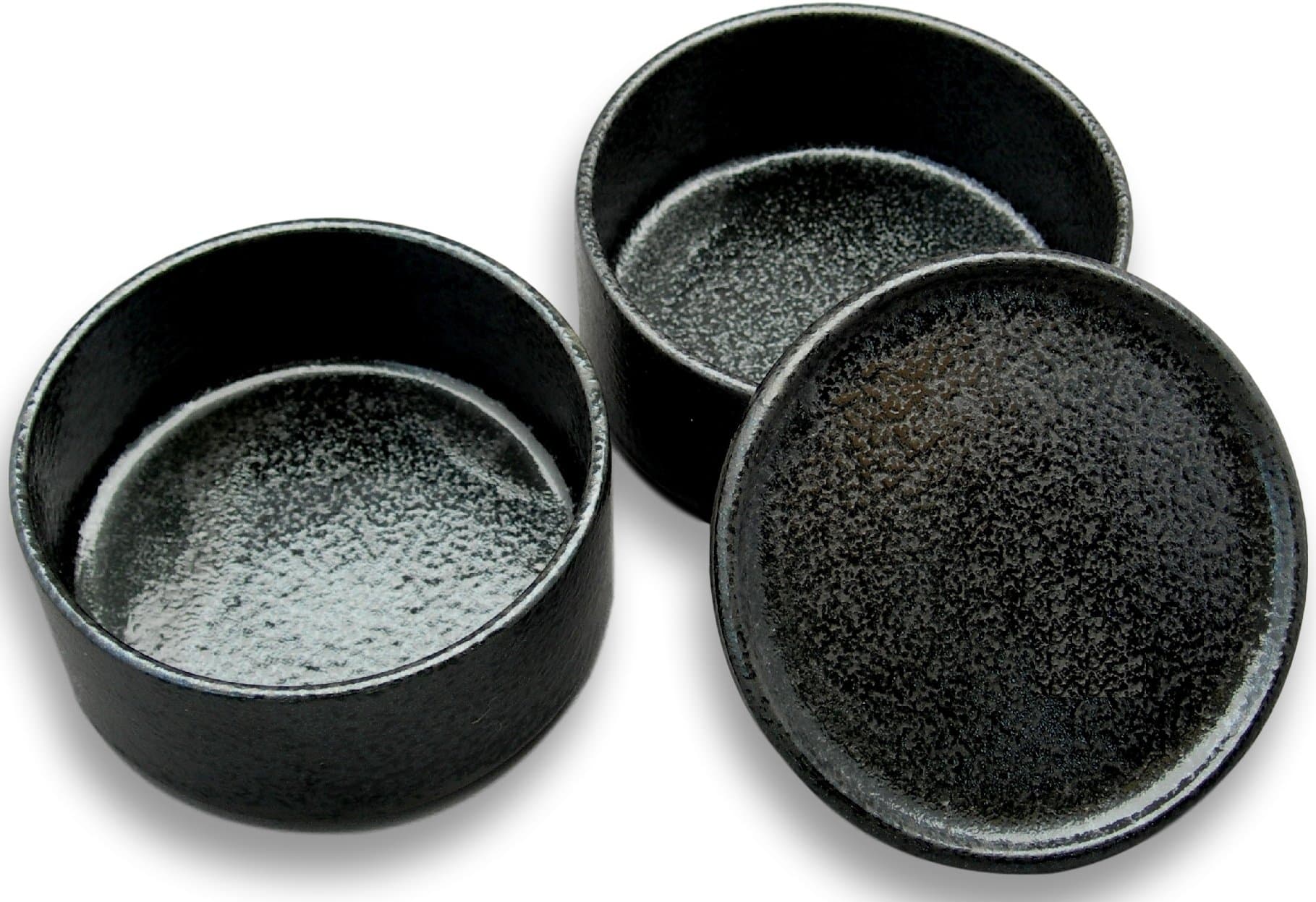 Ceramic Kitchen Storage condiment Spice 2 Jars with Lid - 4 inch - Made in Japan (cool black)
