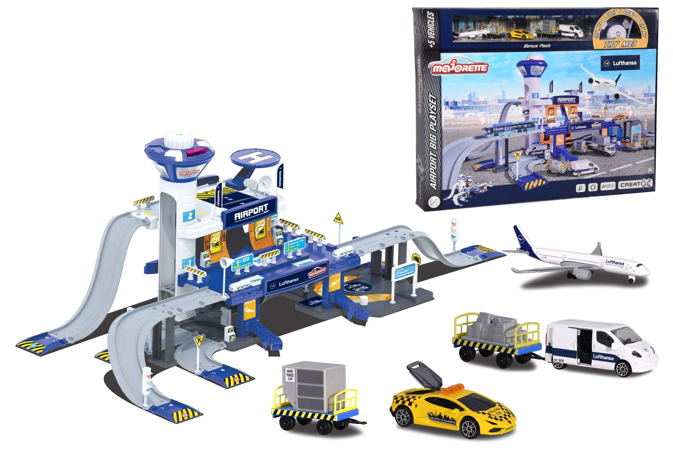 Majorette Creatix Airport Lufthansa + 5 Vehicles