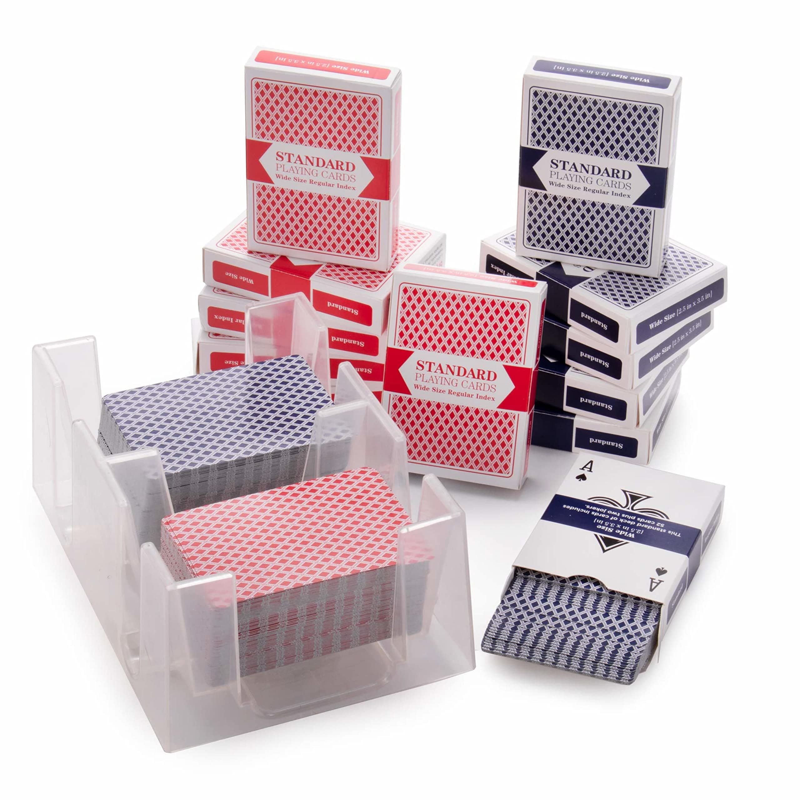 12 Deck and Tray Bundle Set - Includes 12 Full Decks of Cards and 6 Deck Capacity Revolving Tray - Sturdy Acrylic Deck Tray, Swivels - Poker, Texas Hold'em, Rummy, and More - Card Gaming Accessories