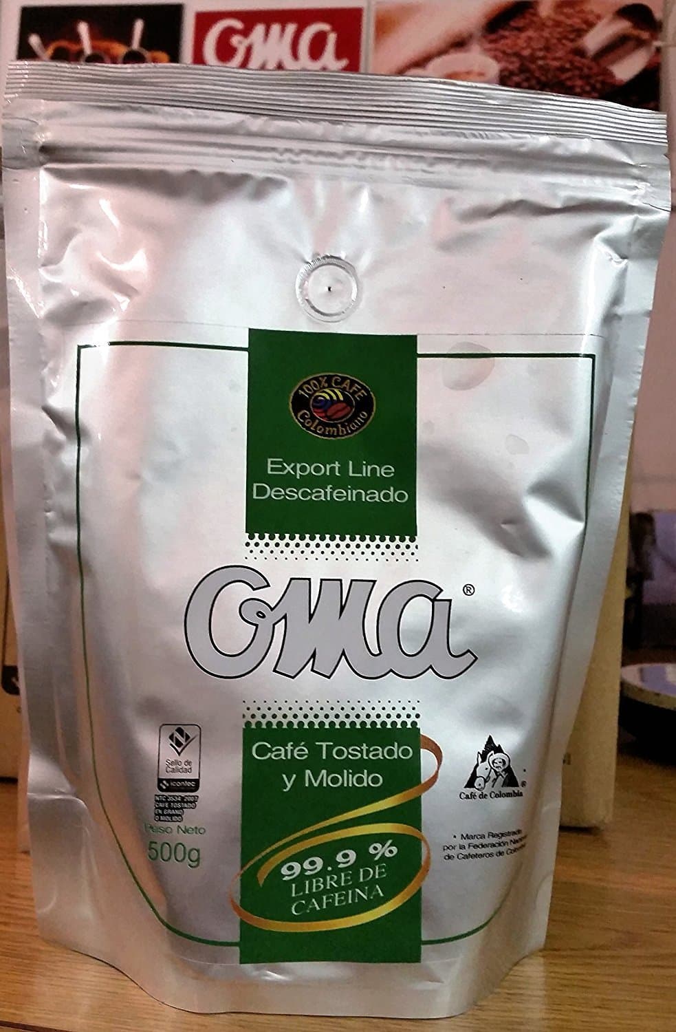 Coffee Decaffeinated Oma Export Line 500 g -17.6 oz Ground 100% Arabiaca colombian