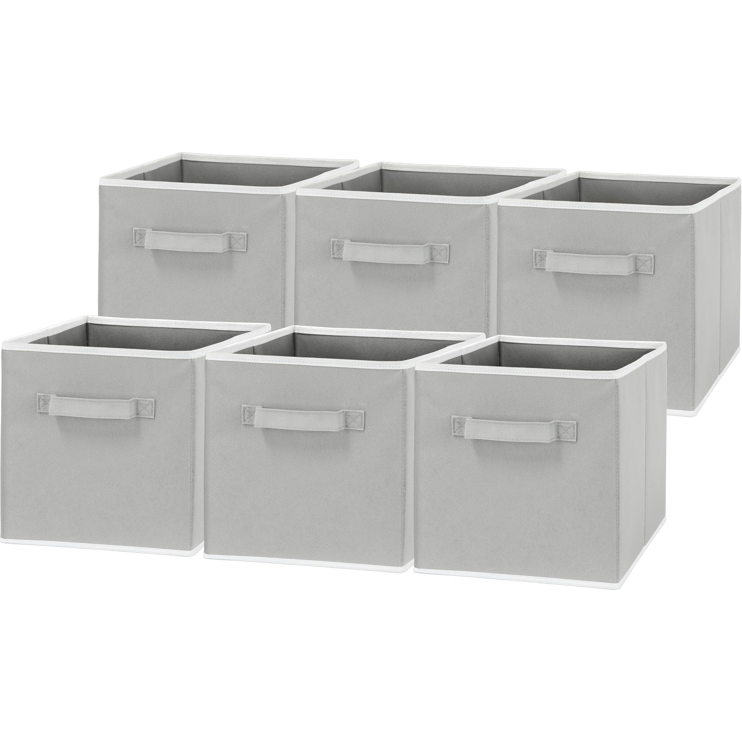 Foldable Cube Storage Bins, 11-Inch Gray, 6-Pack Fabric Cubes Organizer for Closet or Shelves