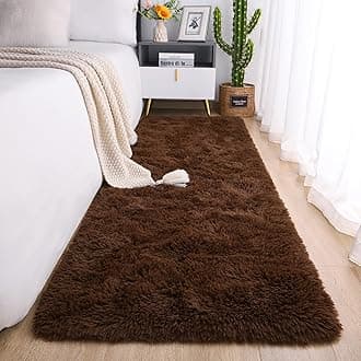 Chicrug Soft Runner Rug for Bedroom Living Room Plush Fluffy Rug 2x8 Feet, Shag Furry Runner Carpet Non Shedding for Nursery Children Kids Girls Room Home Decorative, Coffee