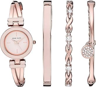 Women's Crystal Accented Bangle Watch and Bracelet Set