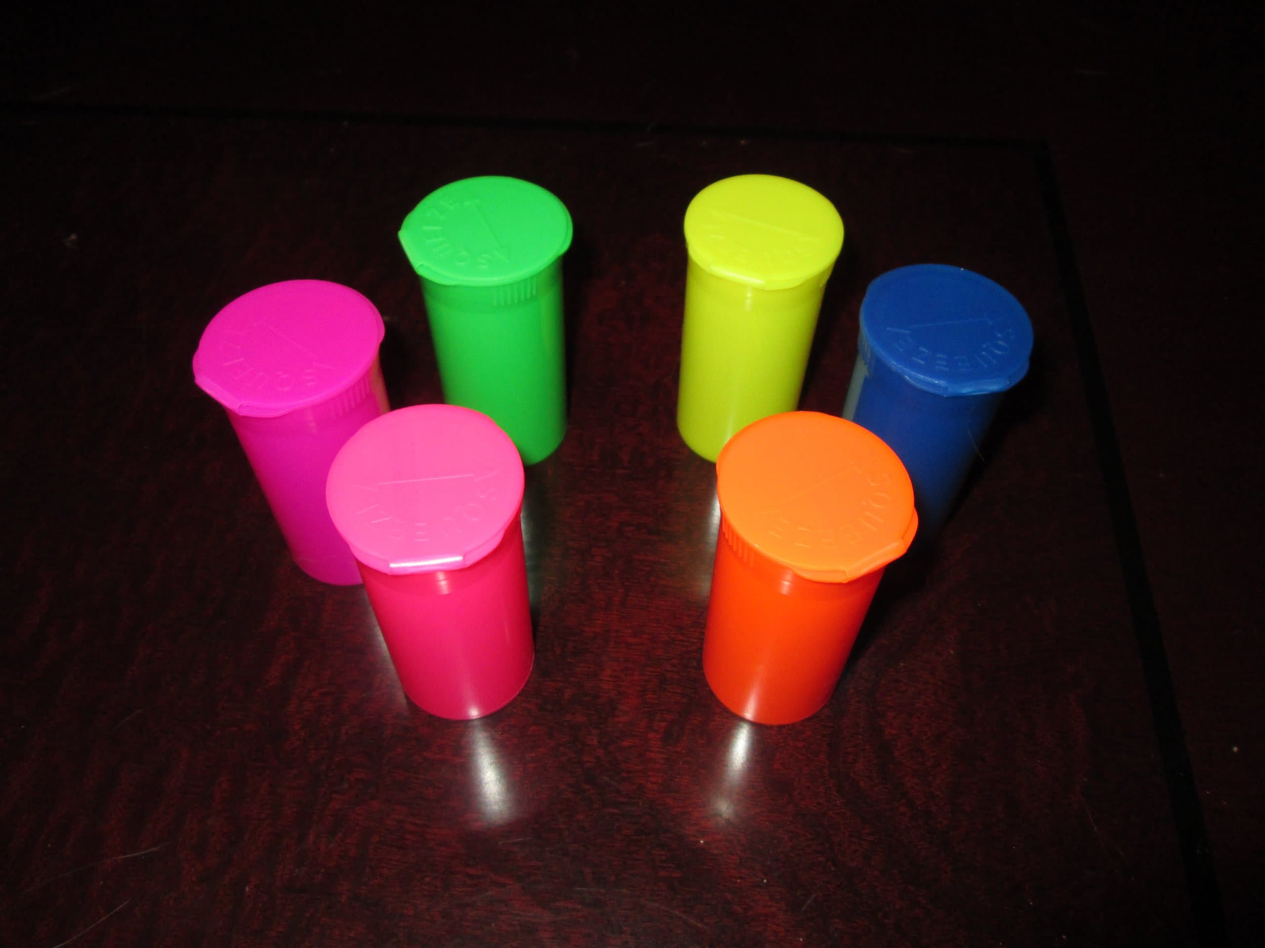 Cute Containers Squeezies™ Squeeze Top Pill Bottles - Small (2 gram) - Set of 8 (Mixed Colors)