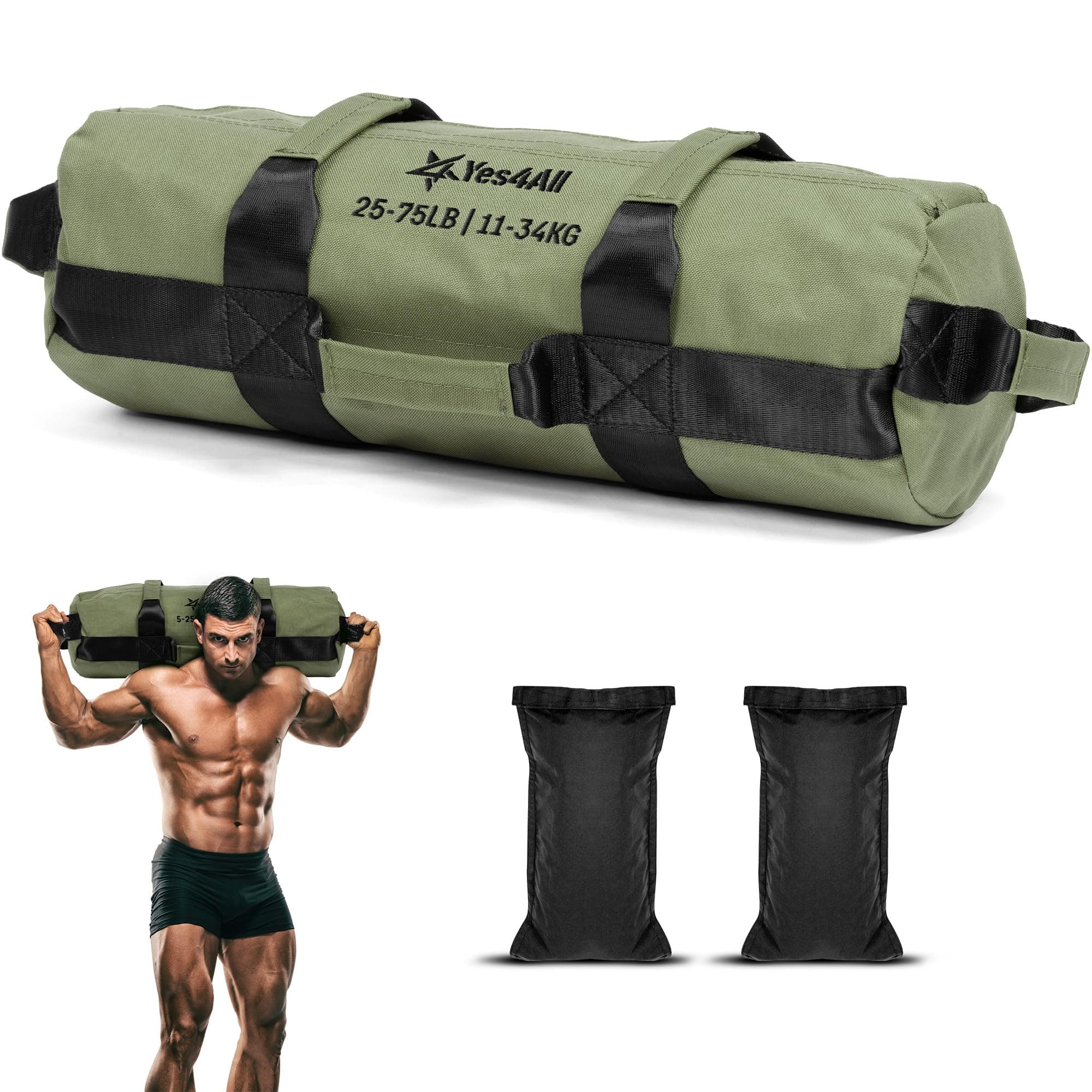 Sandbags for Working Out, Adjustable Sand Bags for Weight Training with Handles, Multiple Colors & Sizes 5-200lbs