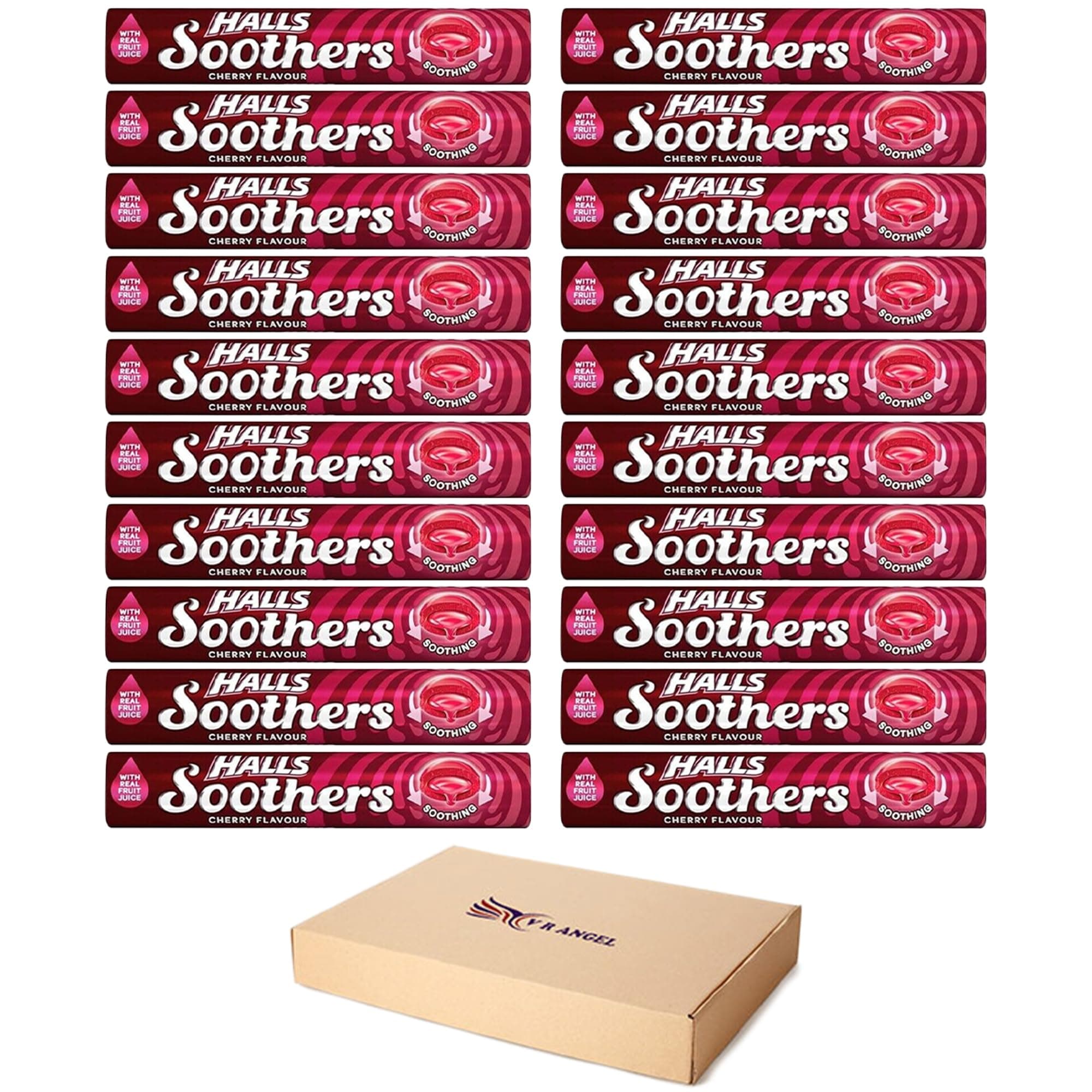 – Halls Soothers 20 Pack Cherry Flavour with Real Fruit Juice with A Liquid Centre for Little Moments of Refreshment - Sold by VR Angel
