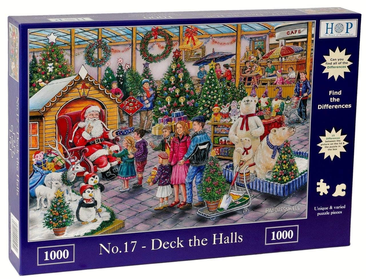 1000 Piece Jigsaw Puzzle - Find the Differences No.17 - ‘Deck the Halls’ - Premier Quality Jigsaw Puzzle - Designed and Manufactured in the UK
