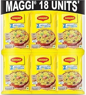 MAGGI 2-Minute Instant Noodles, Masala Noodles With Goodness Of Iron, Made With Choicest Quality Spices, Favourite Masala Taste, 1.26kg Pouch (Pack of 18, 70 g each)