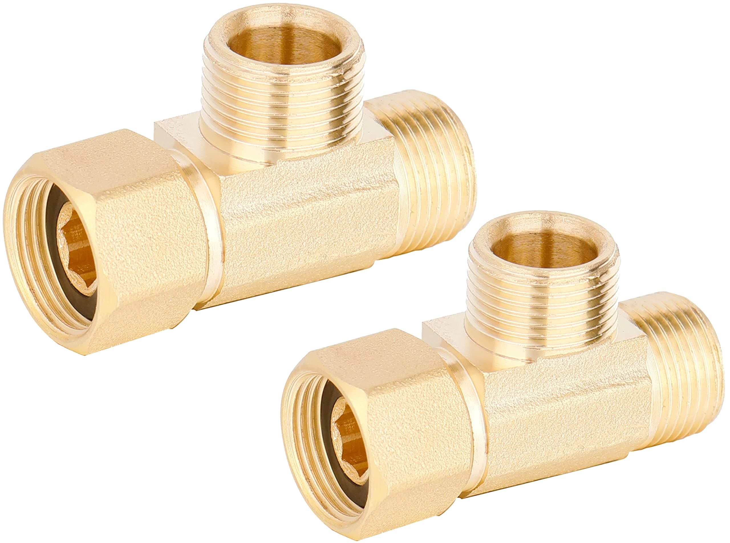 WHK 3/8 Compression Tee Fittings Water Line Splitter Angle Stop Add-A-Tee Valve Lead Free Brass 3 Way Valve 3/8-Inch Compression Inlet X 3/8-Inch Compression Outlet X3/8-Inch Compression Outlet-2 PCS