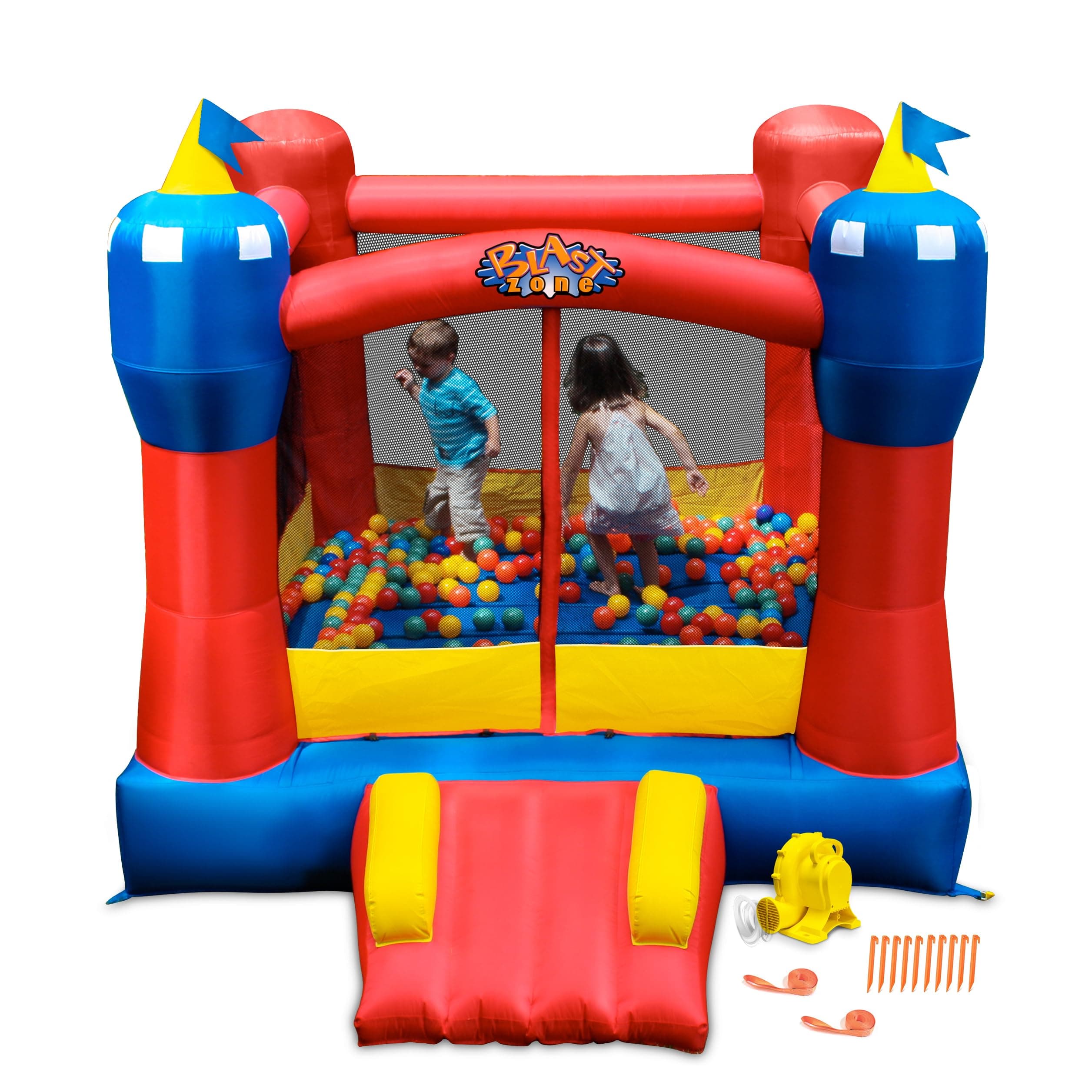 Blast Zone Magic Castle - Inflatable Bounce House with Blower - Premium Quality - Indoor/Outdoor - Portable - Sets Up in Seconds
