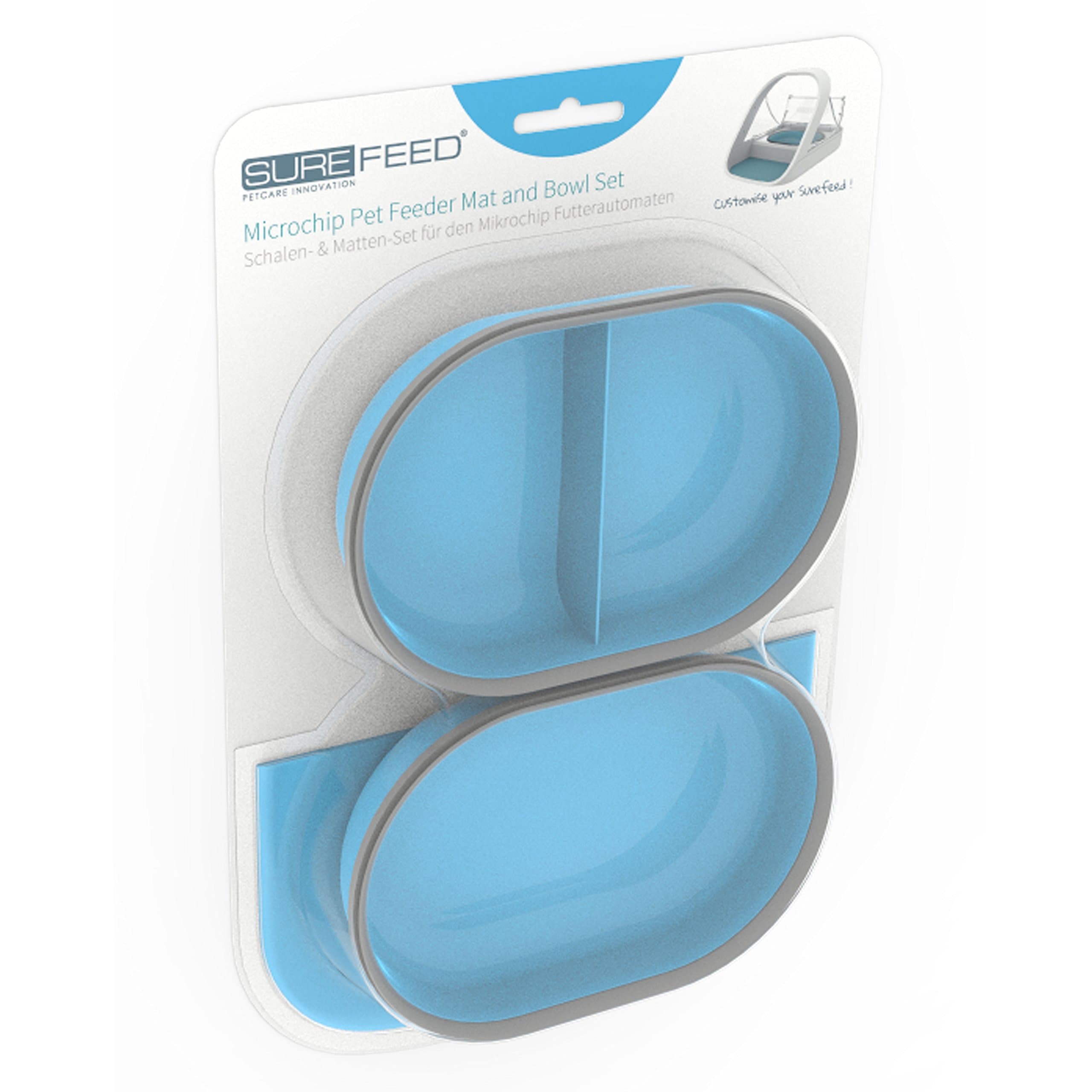 SureFeed Microchip Pet Feeder Mat and Bowl Set, Blue