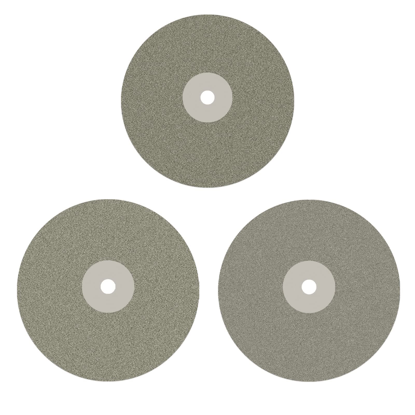 DZQ 3PCS Diamond Flat Lap Wheel Disc 8" x 1/2" Arbor Hole Abrasive Grit 80 120 180 for Cutting or Sanding Stone and Glass