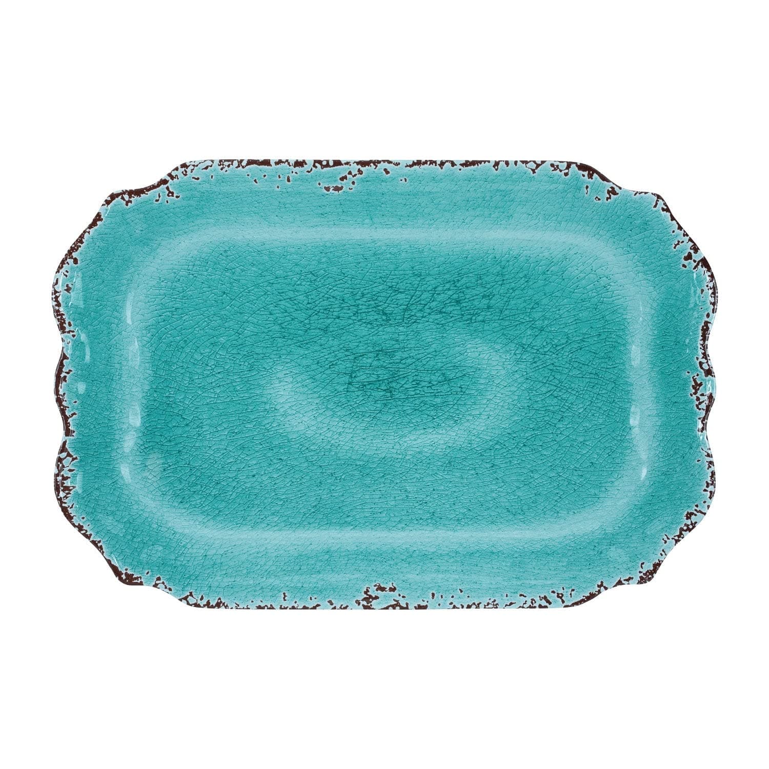 Supreme Housewares Crackle Melamine Serving Tray, BPA-Free Rustic Rectangular Platter for Appetizers, Cheese, Fruit or Entertaining, 20 x 13.5 Inch, Turquoise