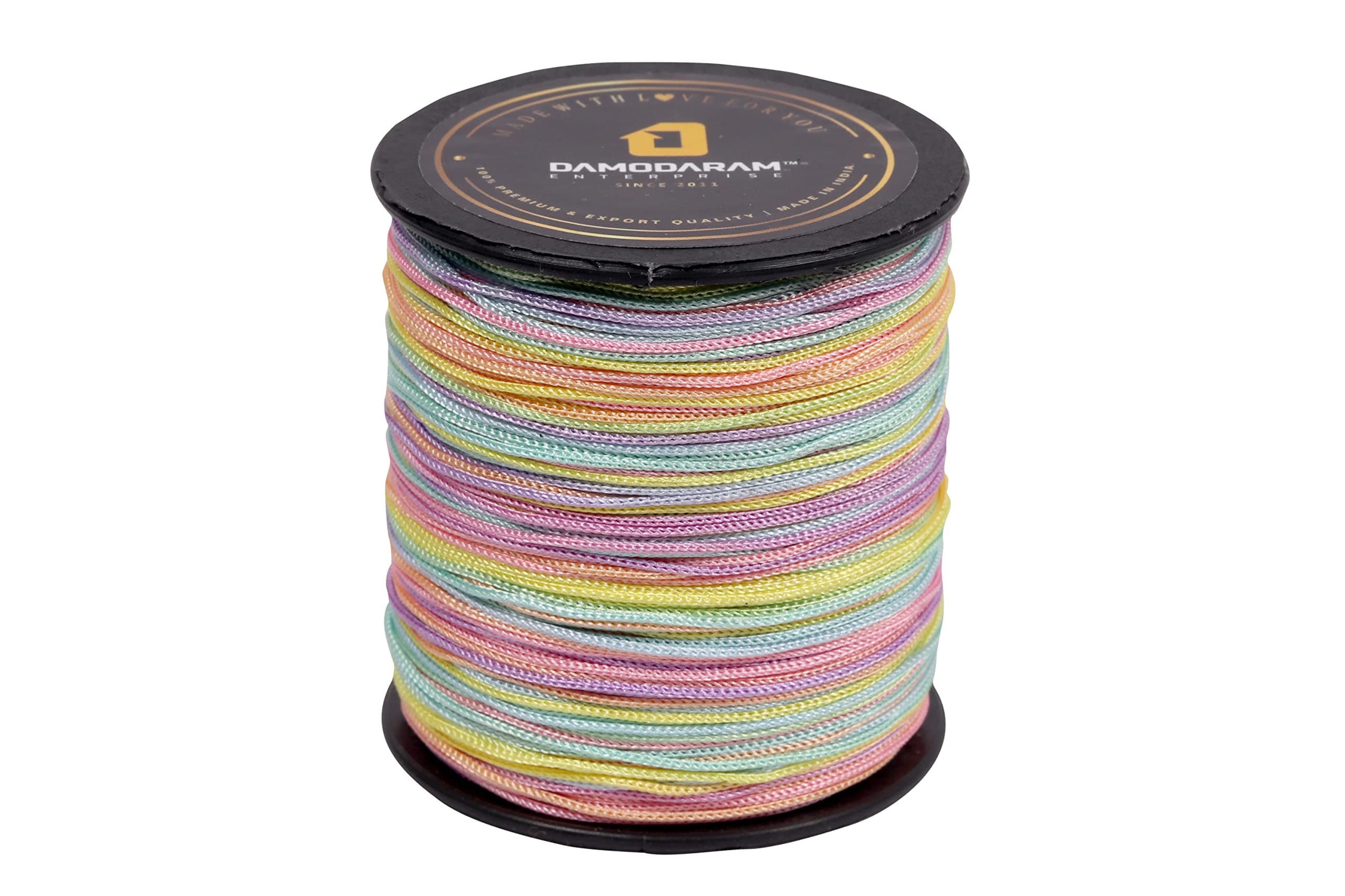 1mm Nylon Macrame Thread Cord Dori for Art Craft & DIY Projects (100 MTR, Light Multicolor Rainbow)