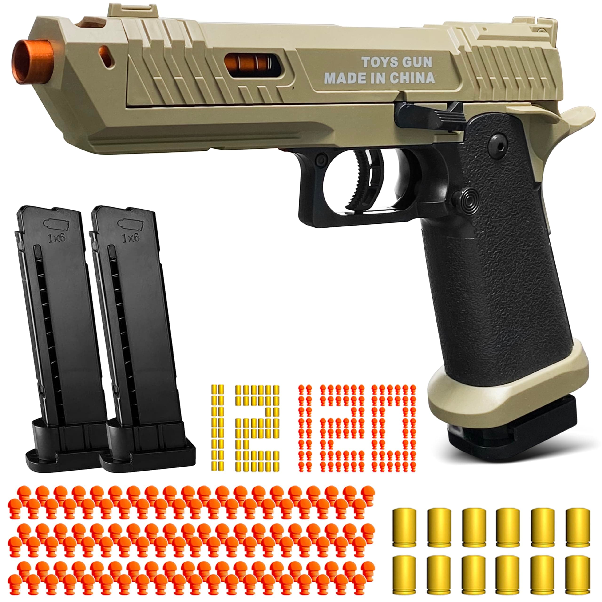 Shell Ejecting Toy Gun, Semi-Automatic Kids Toy Pistol with Ejecting Shells, Soft Bullet Toy Guns for Boys 8-12, Outdoor Shooting Games Educational Model