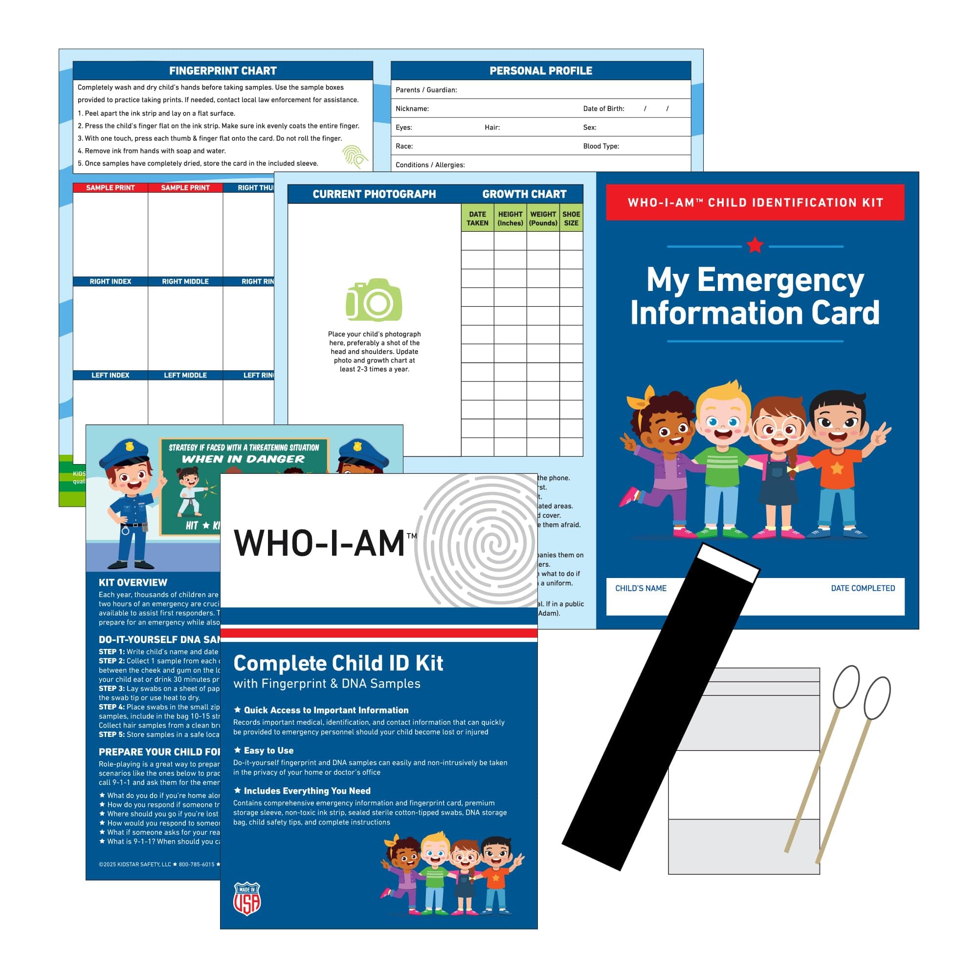 Child ID Kits with Fingerprint & DNA Samples (100 Pack)