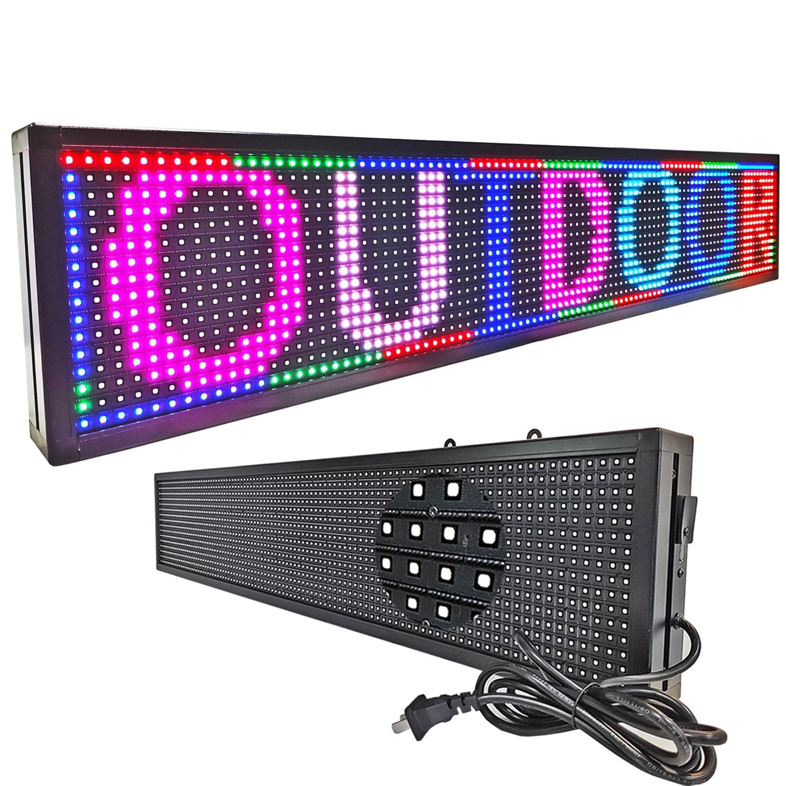 HS Programmable Scrolling led sign, High Brightness Full Color Outdoor Waterproof, Digital Display Board for Advertising Store Business Window Restaurant P10 (39''x8'')