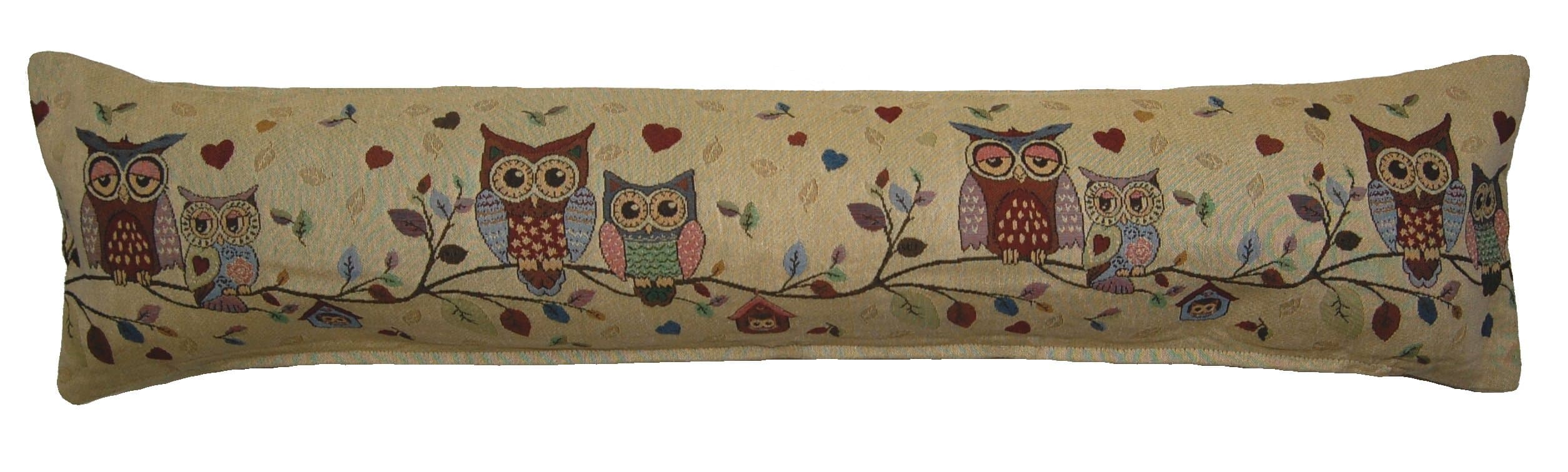 Owls Double Sided Tapestry Fabric Draught Excluder (90x17cms approx)