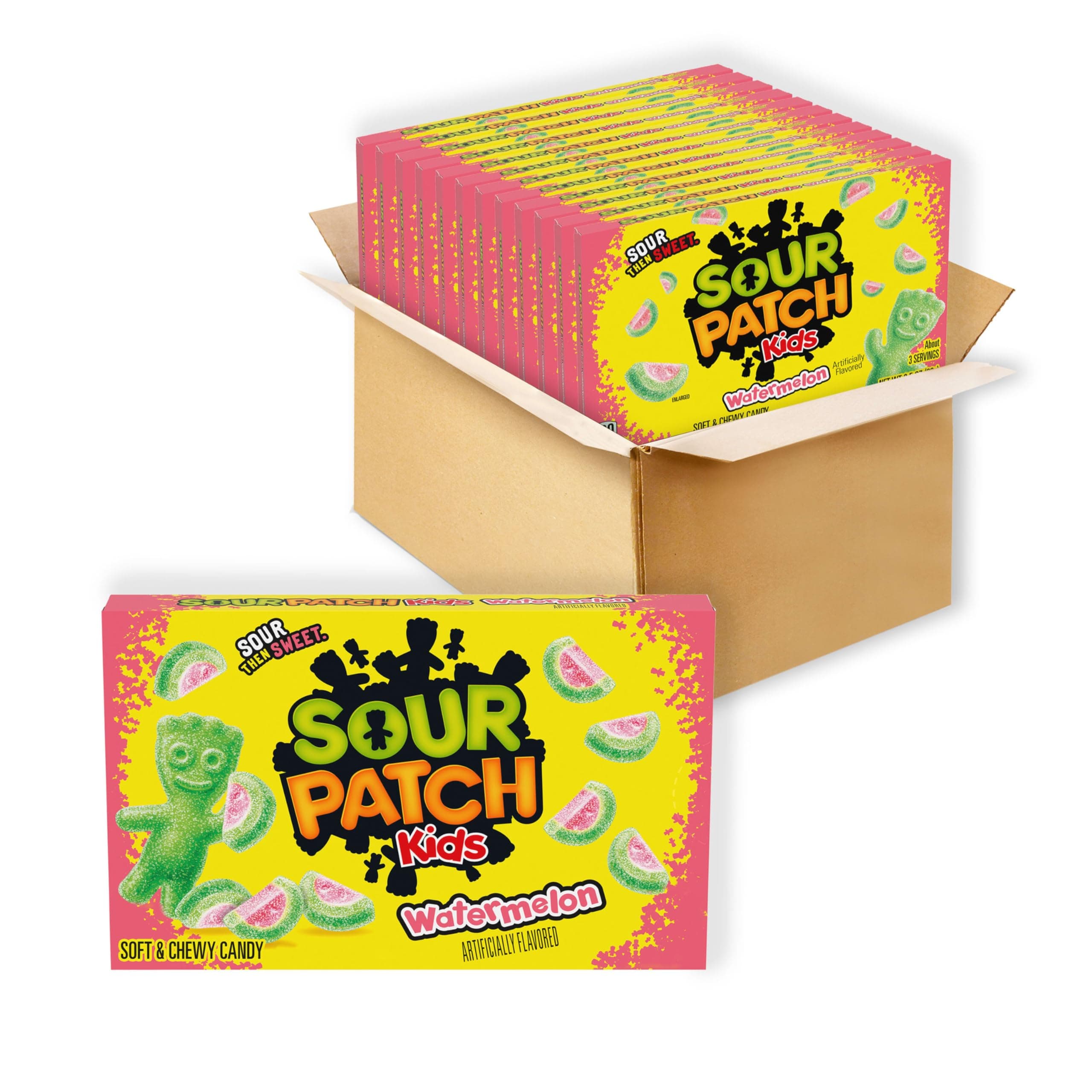 SOUR PATCH KIDS Watermelon Soft & Chewy Candy, Bulk Candy, Mother's Day, 12 - 3.5 oz Boxes