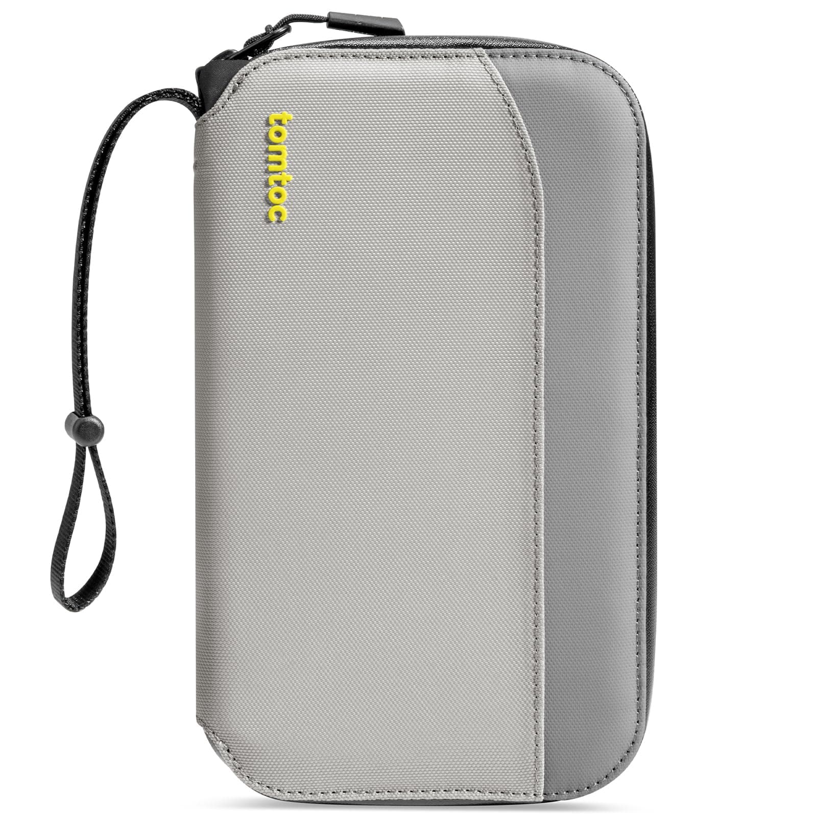 tomtoc Passport Holder with a Sim Card Holder and Eject Pin, RFID Blocking Travel Wallet and Vaccine Card Holder Combo, Family Waterproof Document Organizer with Wrist Strap, Up to 6 Passports, Gray, Medium, Rfid Wallet
