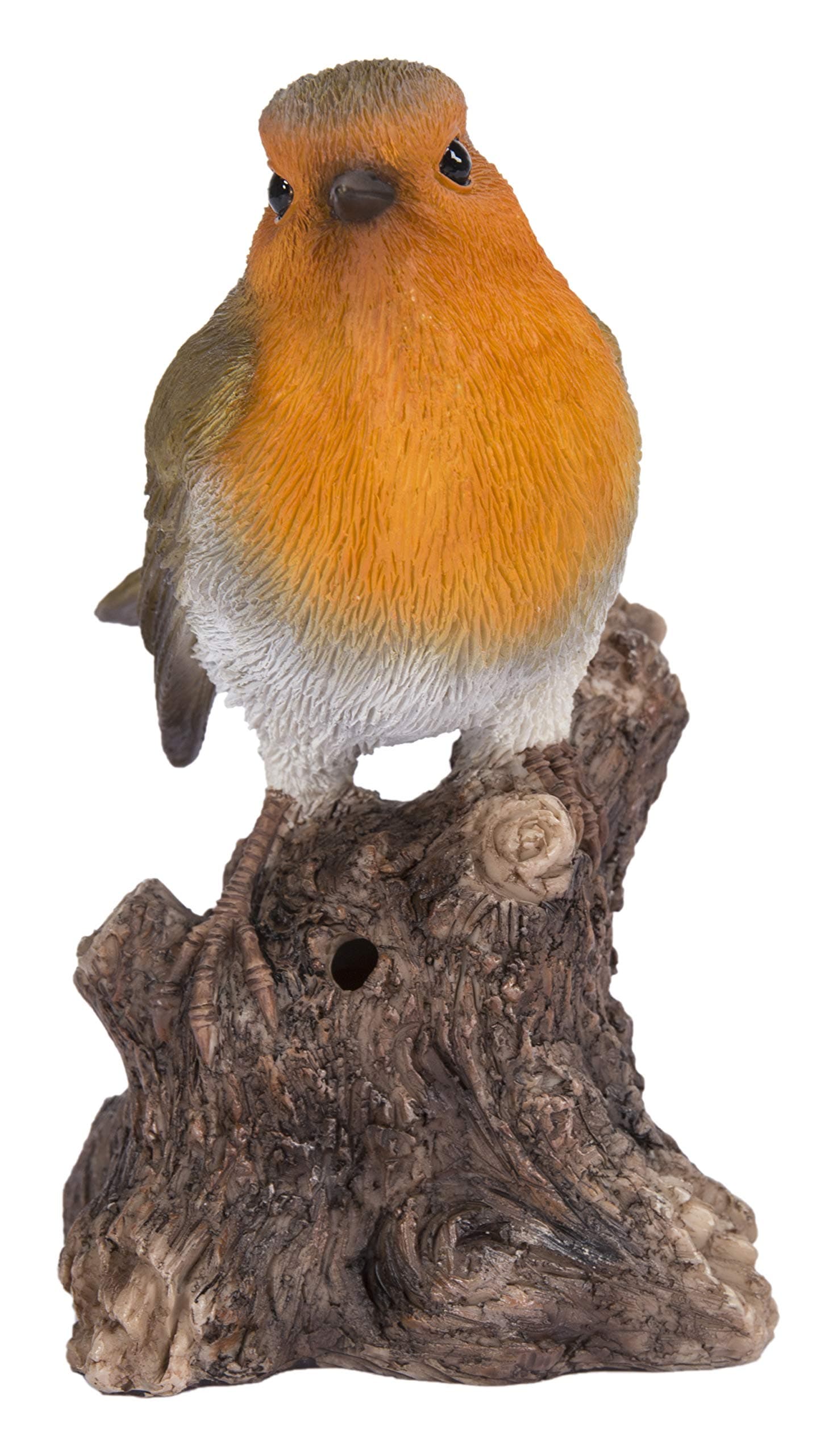 Gift Ltd. Motion Activated Singing Robin ON Stump, brown; orange
