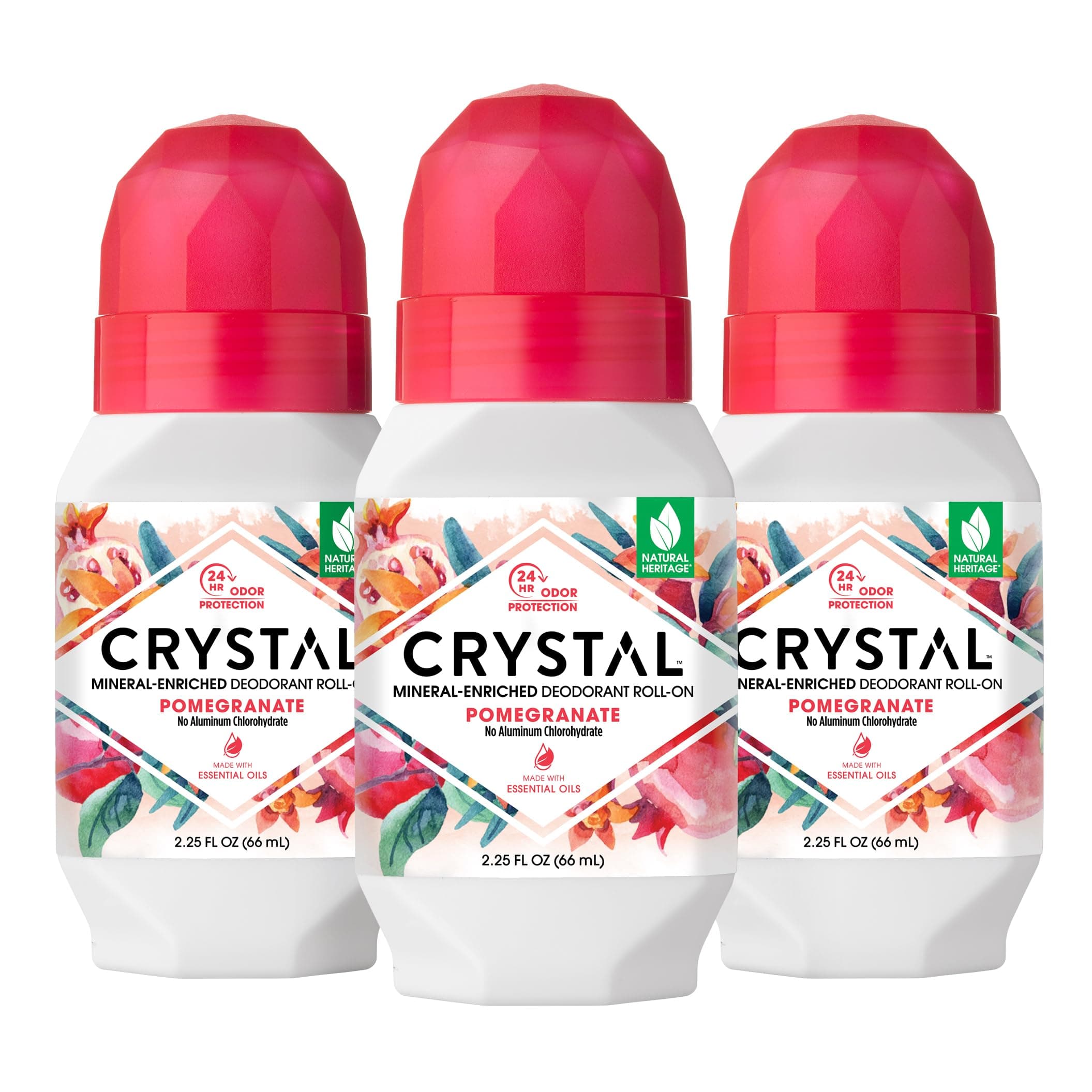 Crystal Essence Deodorant Roll -On Pomegranate 2.25 oz. (3-Pack)