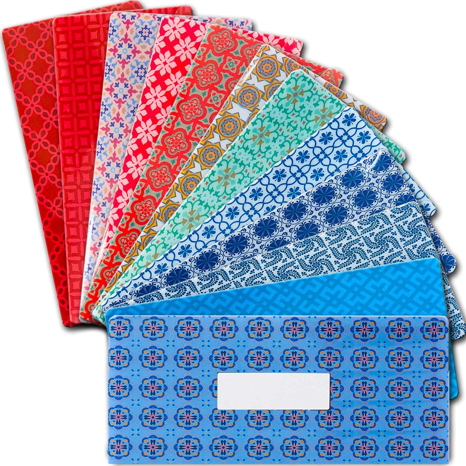 Lux7-12 Cash Envelope System - Budget Planner Envelopes - 12 Plastic Reusable w Labels and Budget Sheets w Snap Button Closure - Bill Planner - Coupon Organizer (12 Pack, Mixed)