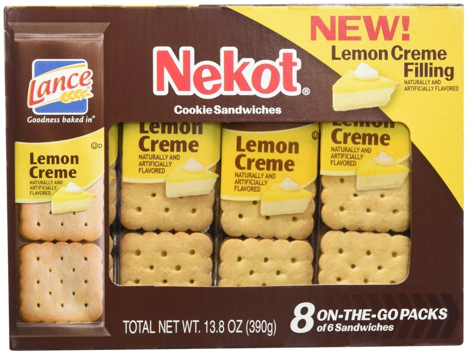 Lemon Nekot Sandwich Cracker, Lemon, 8 Ounce