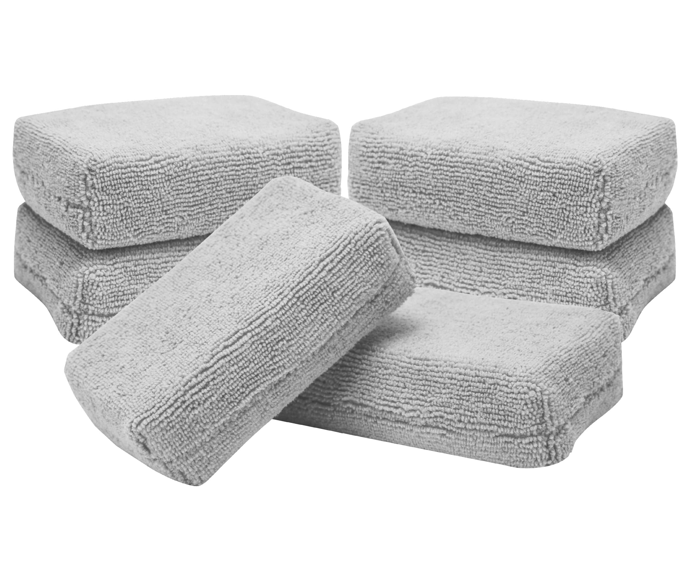 VIKING Microfiber Applicator Pads, Rectangular Polishing Pad, Cleaning Pads for Car Detailing, 3 Inch x 5 Inch, Grey, 6 Pack