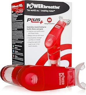 POWERBREATHE - Breathing Exercise Device, Breathing Trainer and Therapy Tool to Strengthen Breathing Muscles and Help Lung Capacity, Handheld Inspiratory Muscle Trainer – Red, Heavy Resistance