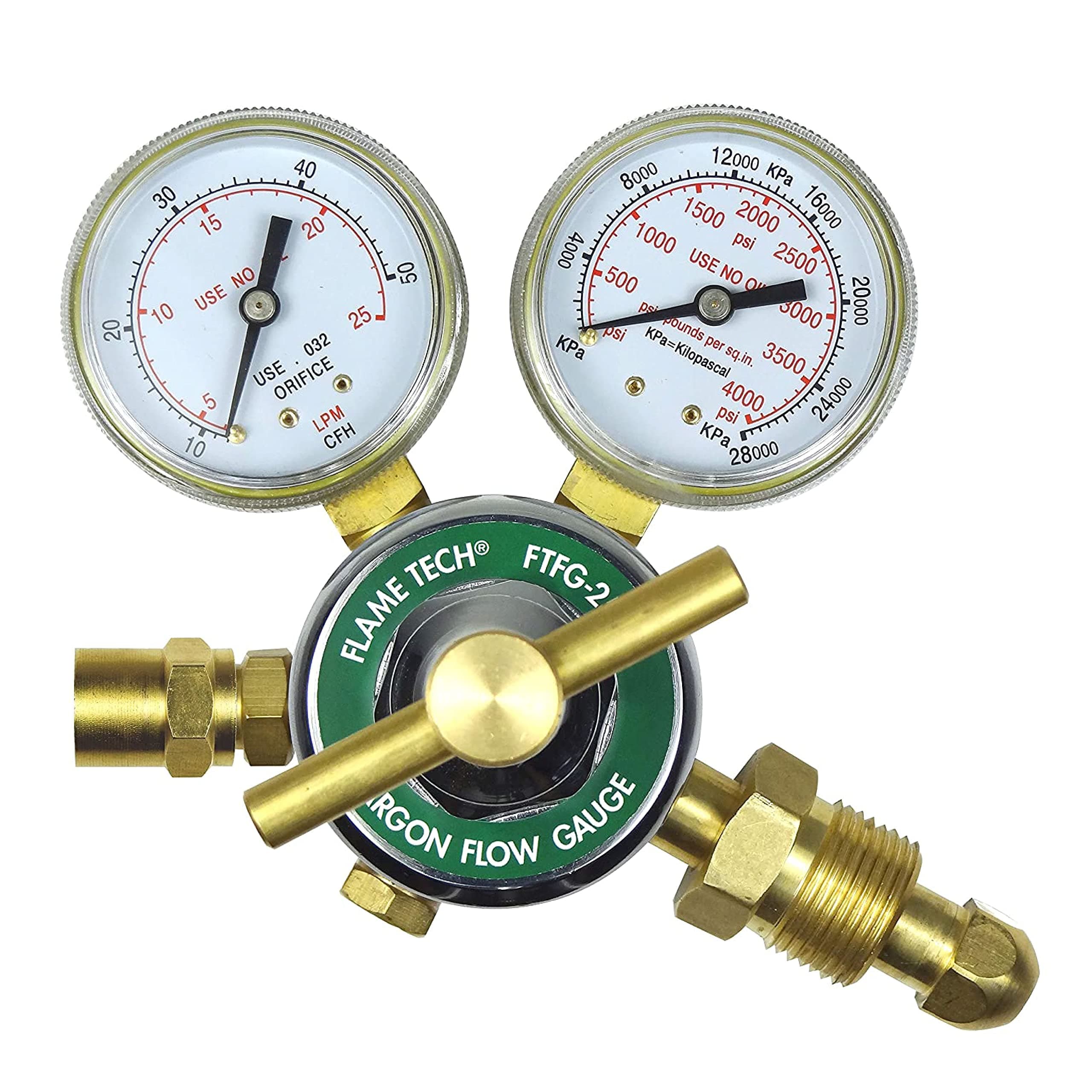 Flow Gauge Argon Regulator, Easy to Read 2” Dual-Scale Gauges, Ideal Welding Tool, Sturdy Construction, Comes Packaged in a Black Box, Tested in The USA