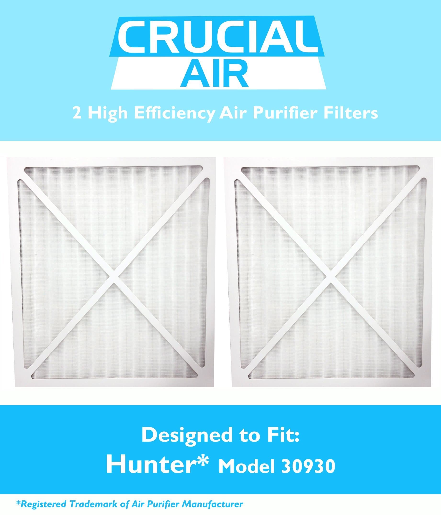 Think Crucial 2 Replacements for Hunter 30930 Air Purifier Filter, Fits 30200, 30201, 30205, 30250, 30253, 30255, 30256, 30350, 30374, 30375, 30377, 30380, 30390, 37255 and 37375