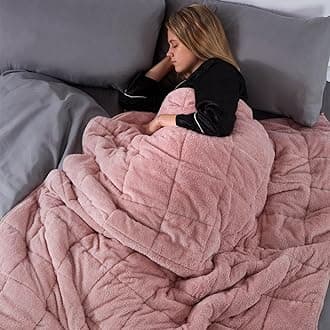 Brentfords Super Soft Teddy Fleece Weighted Blanket with Micro Glass Beads for Adult Insomnia Anxiety Stress Relief, Blush Pink, 125 x 180cm - 6kg