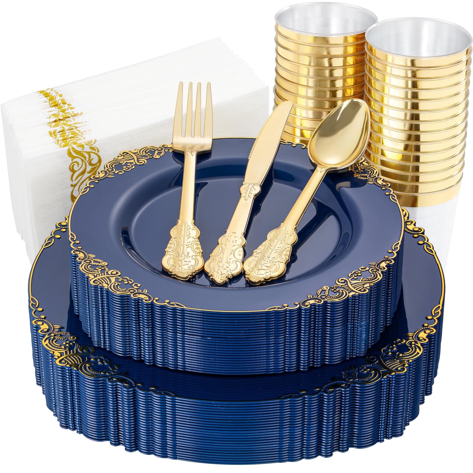 Nervure 175PCS Blue Plastic Plates