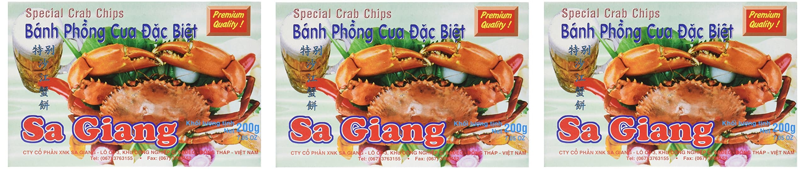 Sa Giang Crab Flavored Shrimp Chips (3 X 200g Boxes)