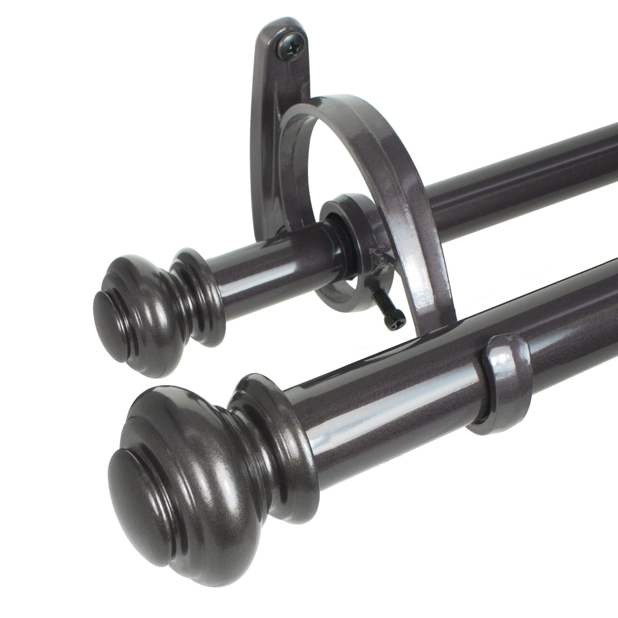 Urn Telescoping Double Drapery Rod Set, 36-72", Bronze