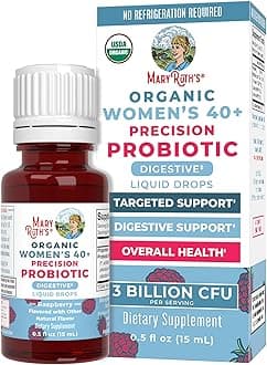 USDA Organic 40+ Womens Probiotic Liquid Drops by MaryRuth's | Probiotics for Digestive Health | Stress-Related GI Issues | Occasional Gas Relief for Adults | Vegan | Dairy Free | 30 Servings