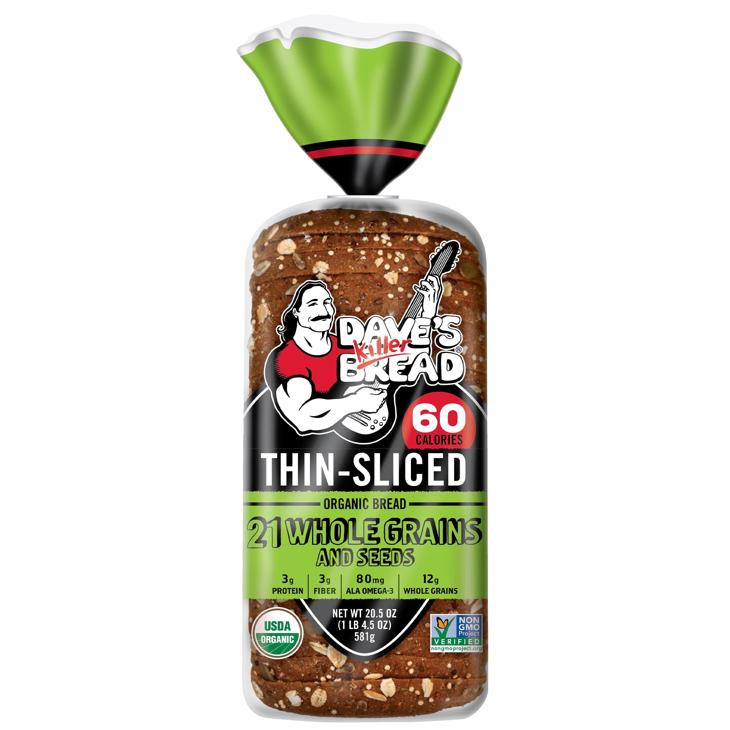 Dave's Killer Bread 21 Whole Grains & Seeds Thin-Sliced, Whole Grain Organic Bread, 20.5 oz Loaf