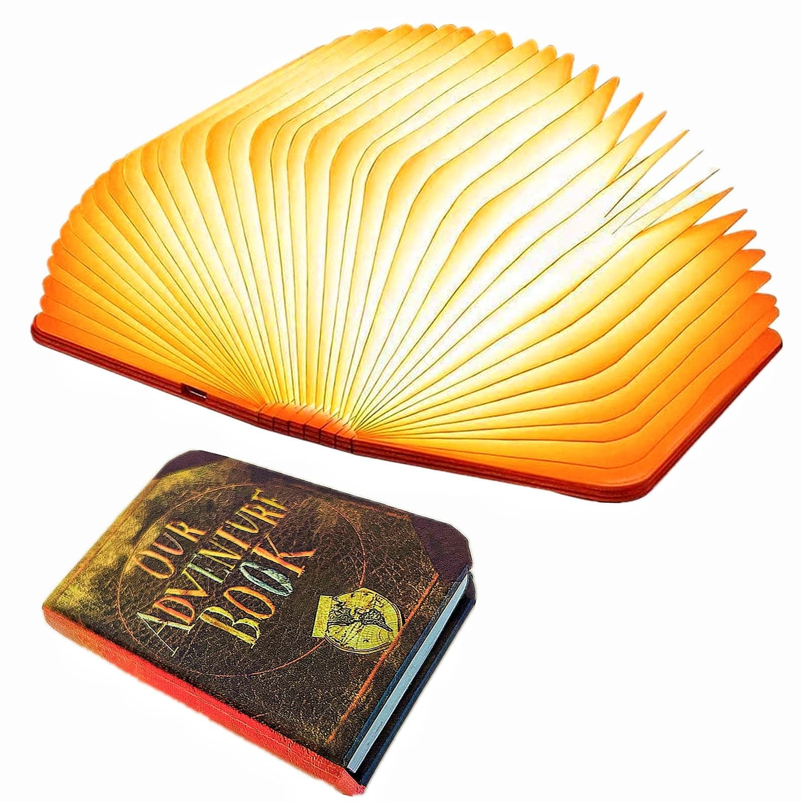 Mini Adventure Book Night Light,3D Folding Lamp&Three Different Lighting Options White/Yellow/Breathing Gradient Colors LED Book Lamp for Home Decor Birthday Gift,Inspired by'Up'Great Birthday Gift