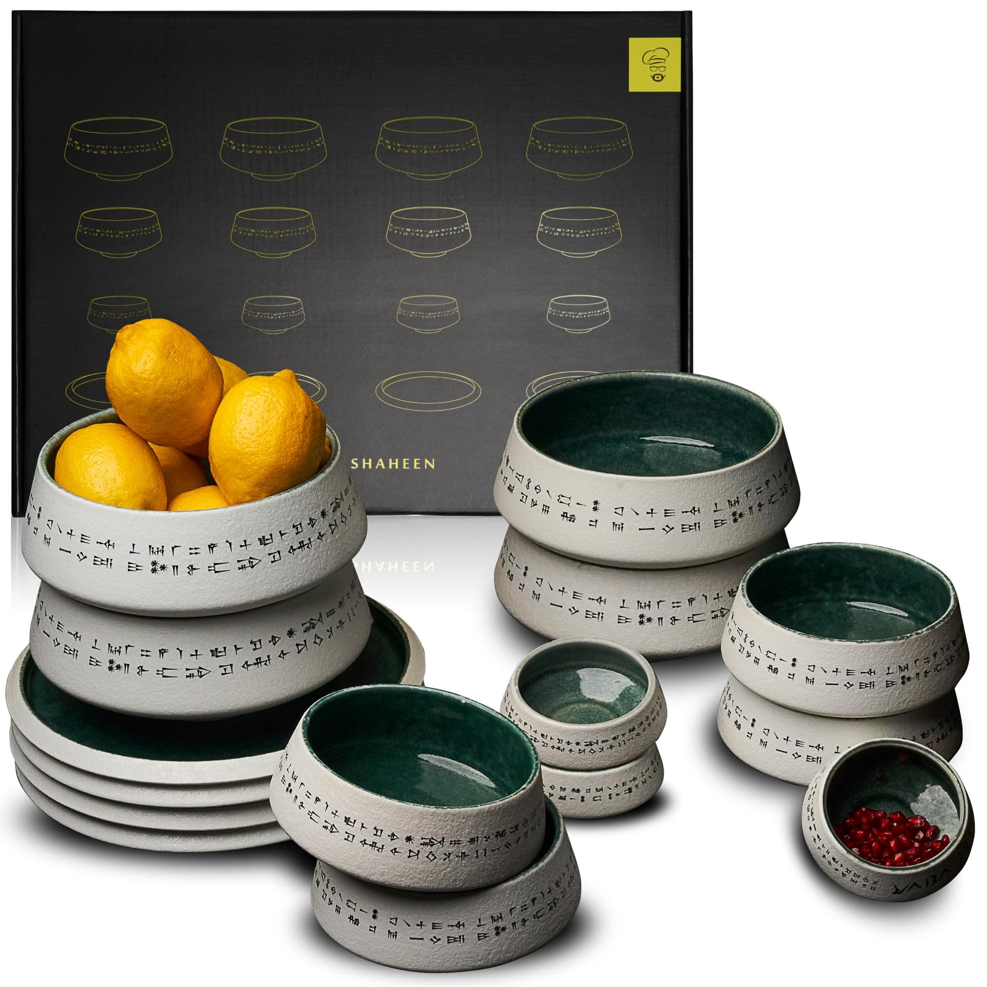 Dinnerware Set, 16-pcs Bowls and Plates, Chip Resistant, Oven Safe