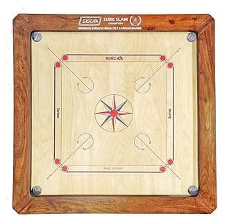 SISCAA Carrom Board Sure SLAM Indoor Board Game Approved by Carrom Federation of India & Maharashtra Carrom Association (Jumbo, 36mm)