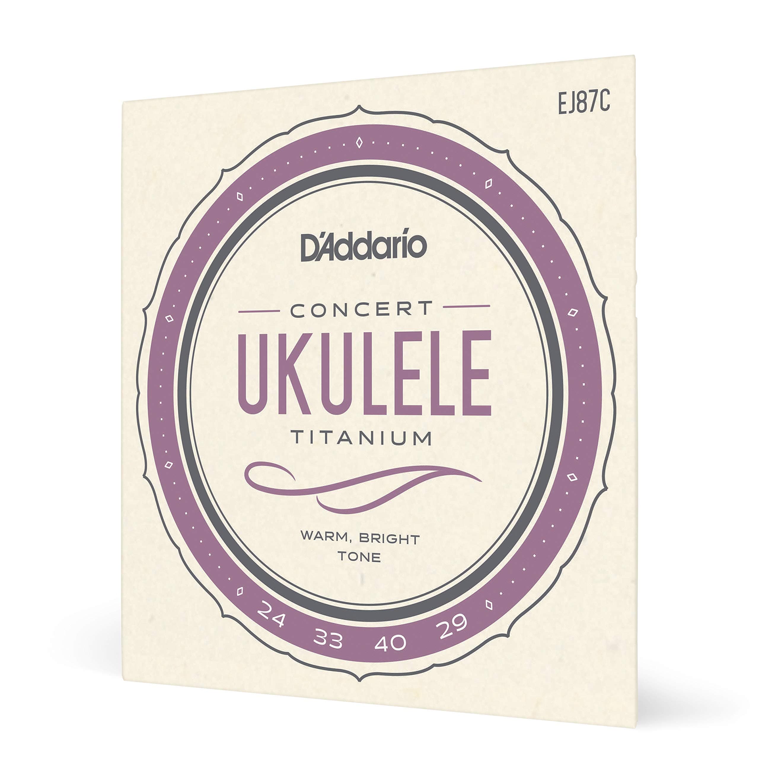 D'Addario Concert Ukulele Strings, Titanium, EJ87C, 4-String Set, Pack of 1