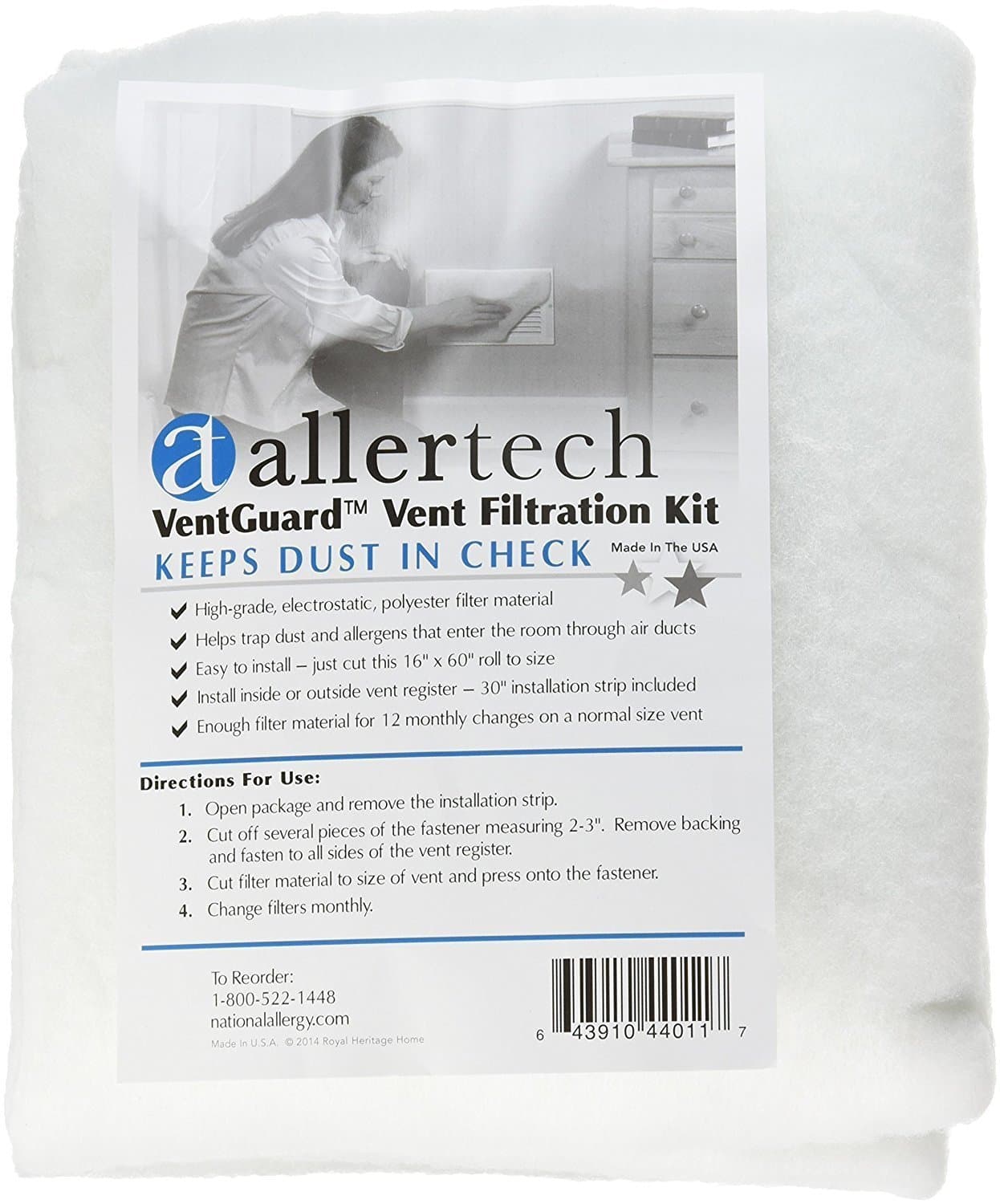 Allertech Vent Guard, 16" x 60" (20 Vent Filters per Roll)