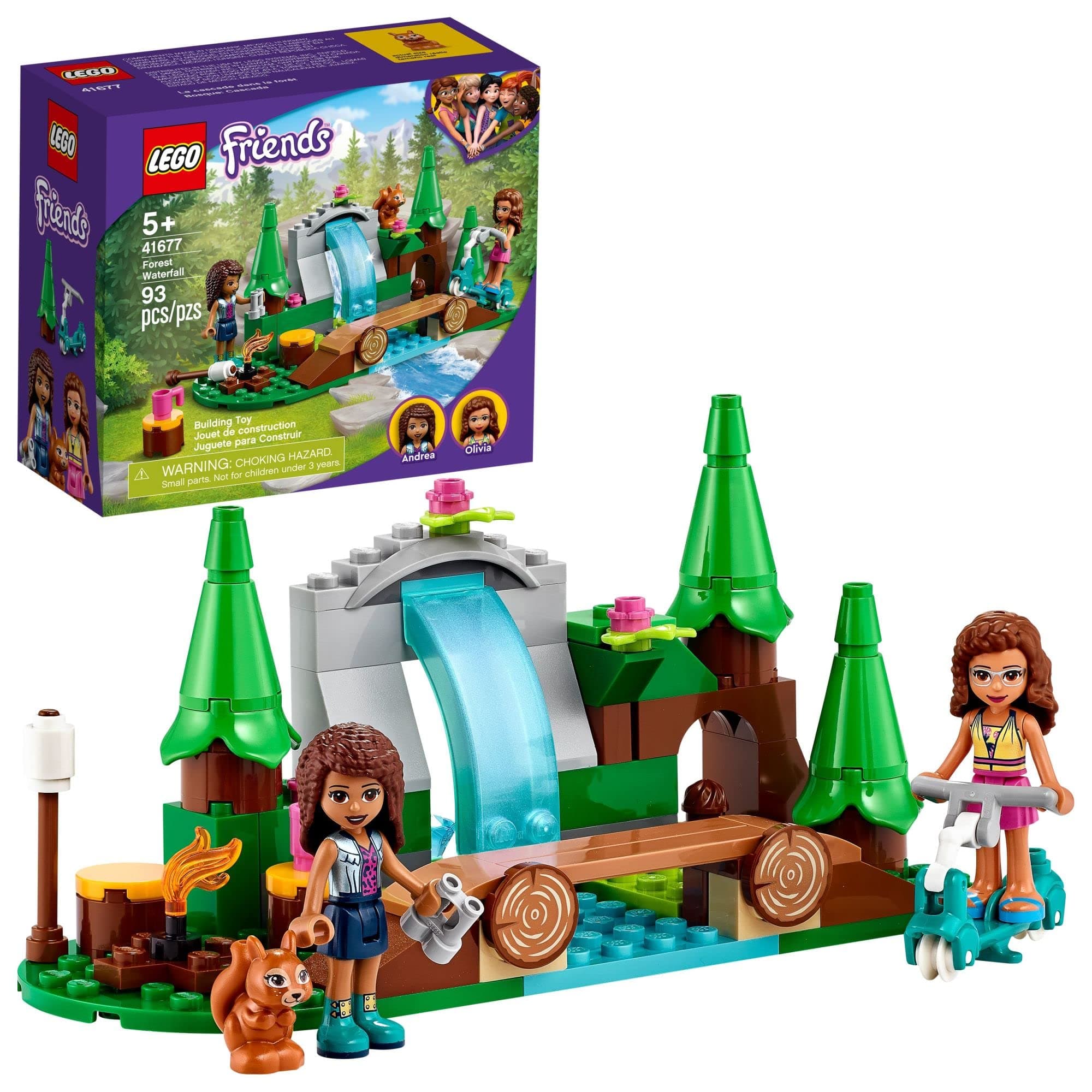 Friends Forest Waterfall 41677 Building Kit; Includes a Squirrel Toy for Kids Who Love Nature Toys