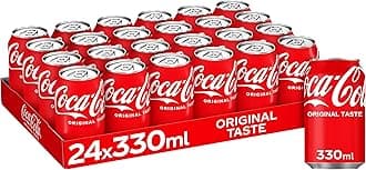 Coca-Cola Original Taste, Pack of 24 Cans x330ml, Crisp Coke Soft Drinks, Serve Cola Drinks Ice Cold for Maximum Refreshment