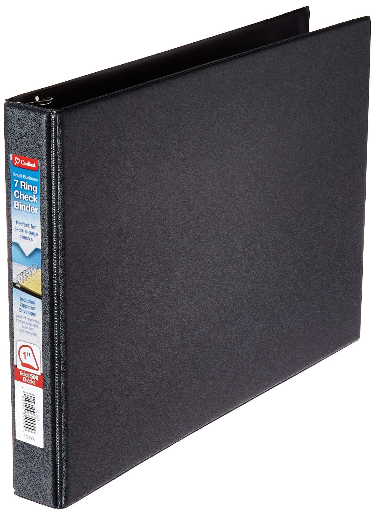 7-Ring 3-on-a-Page Business Check Book Binder - Black