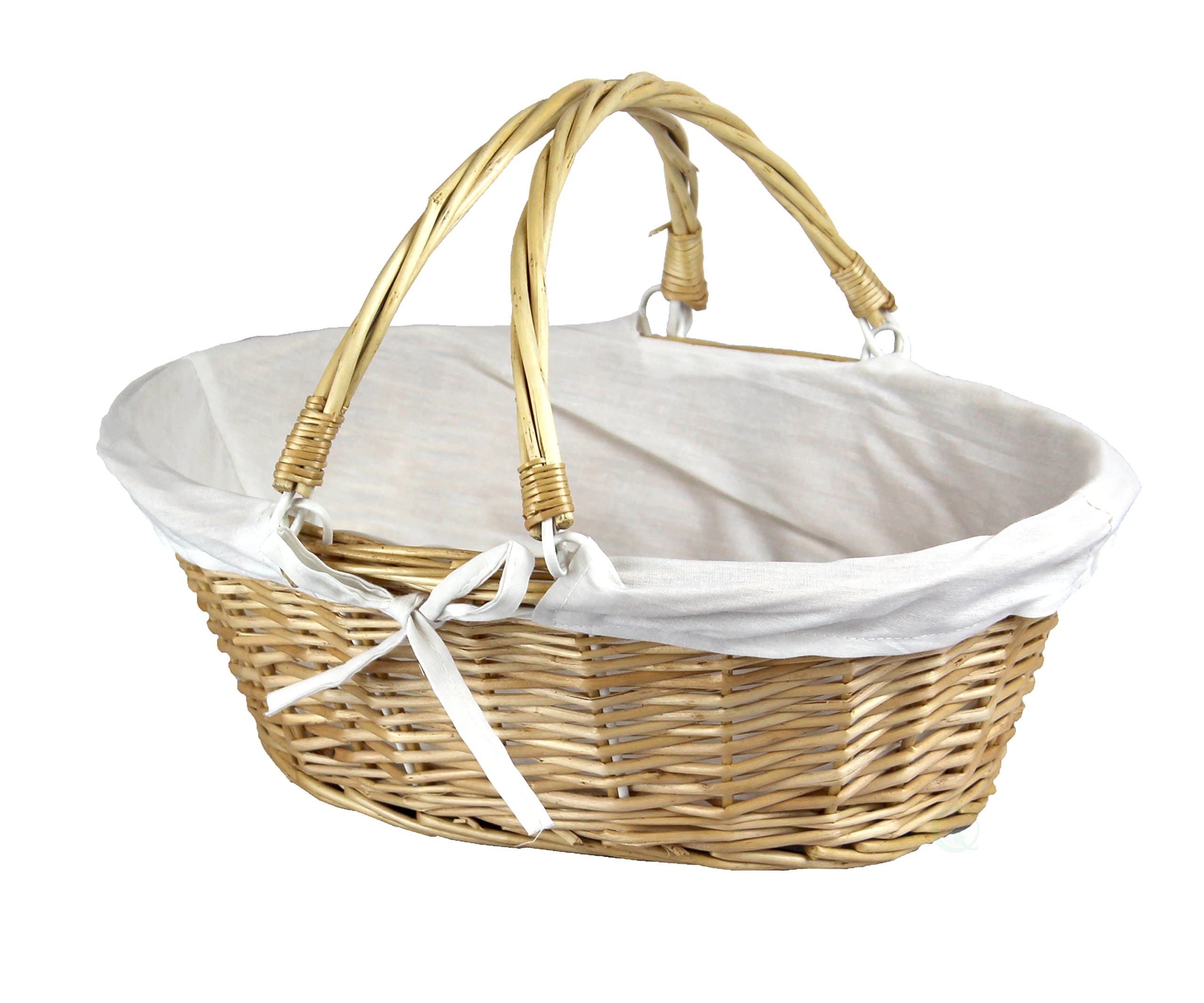 Vintiquewise Oval Willow Basket with Double Drop Down Handles