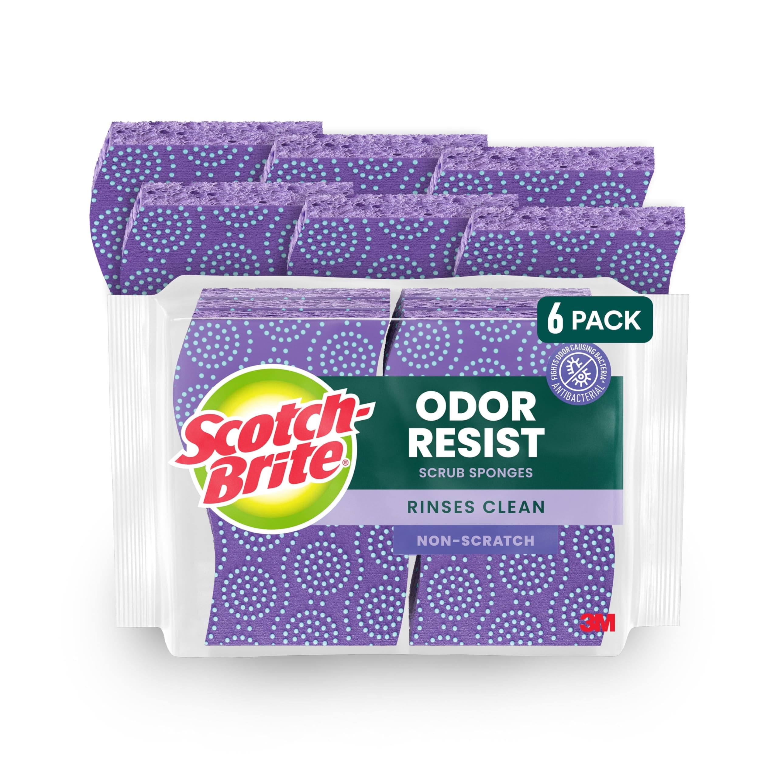 Scotch-Brite Scrub Dots Non-Scratch Scrub Sponge, 6/Pack